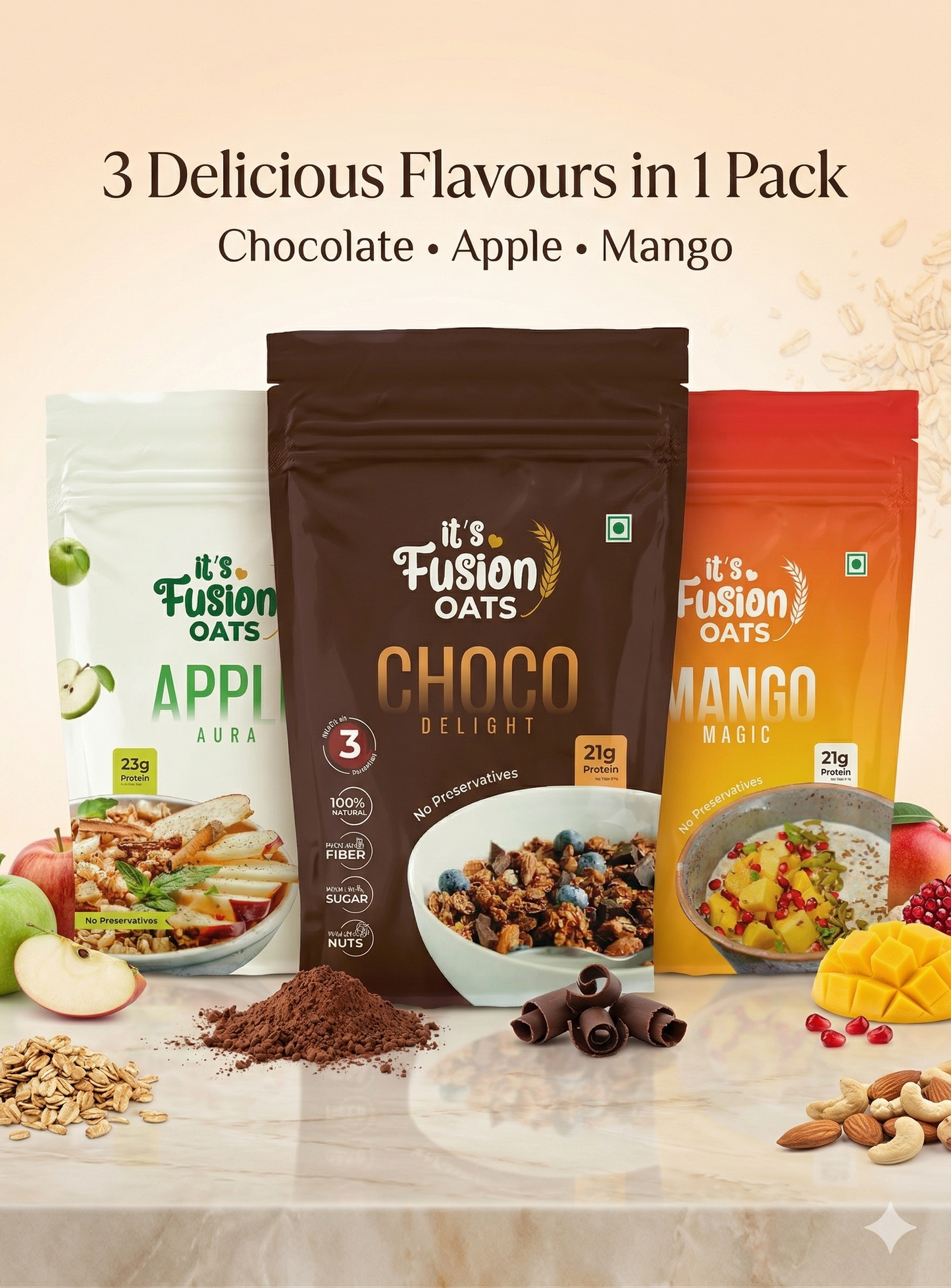 🔥 Most Popular | 3-Min Breakfast Combo | 3 Flavours Oats (80g x 3)