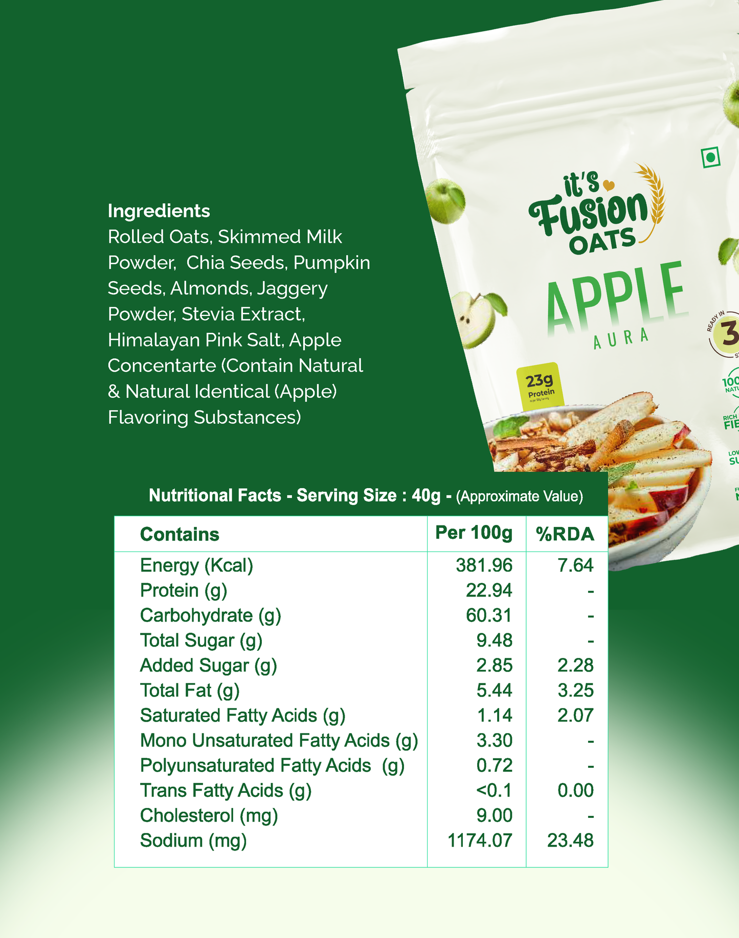Apple Aura | 3-Min Breakfast Oats (80g)