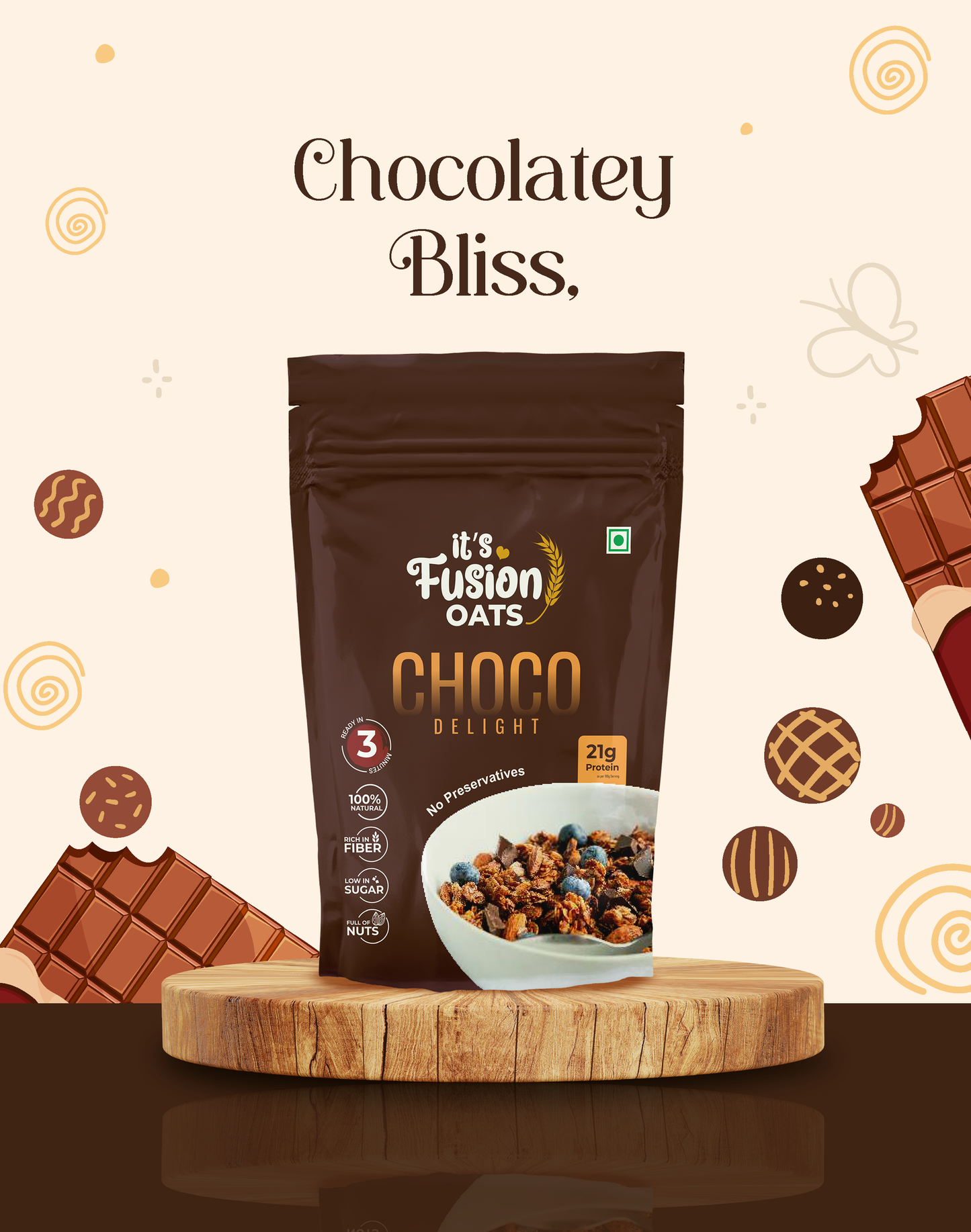 Choco Delight | 3-Min Breakfast Oats (80g x 3)