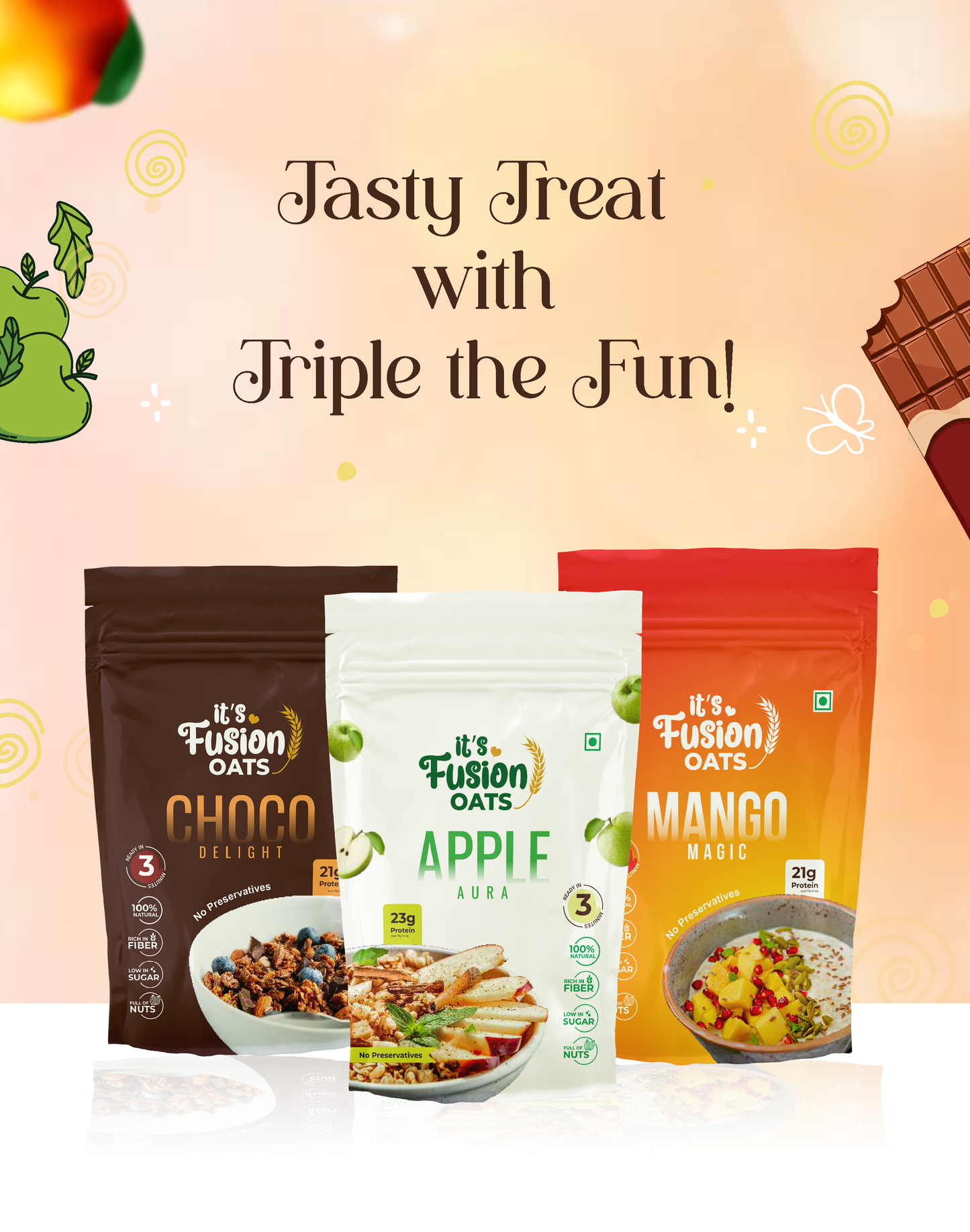 Fusion Trio – 3 Flavor Combo (80g x 3) – 6 Servings